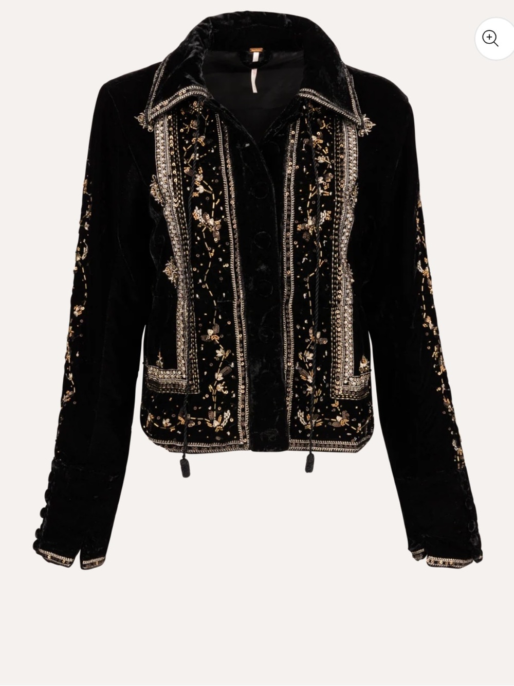Free People Western Maxxie Embellished Velvet Jacket
